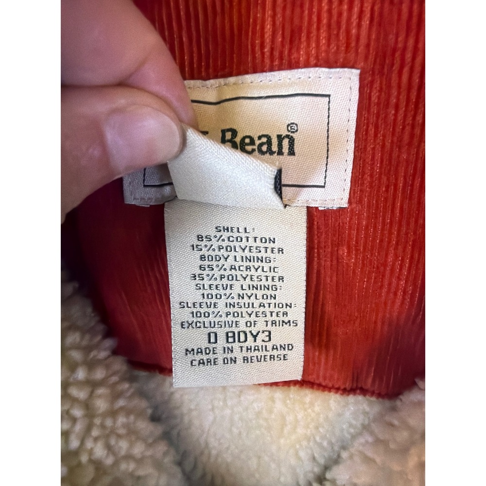 LL Bean Corduroy Trucker Jacket Womens Medium Burnt Orange Sherpa Lined Bomber - Picture 4 of 9